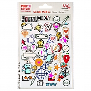 Self adhesive stickers social media motif 1 sheet of 3D stickers 1 sheet of flat stickers