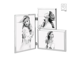 Shiny metal photo frame triple