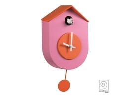 Wall Coucou clock N148C in ABS with pendulum  pink-orange 