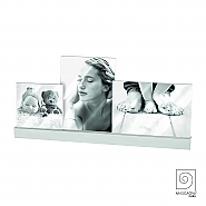 Acrylic double photo frame with wooden base white 3x13x18