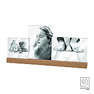 Acrylic double photo frame  A1159V with wooden base oak 3x13x18