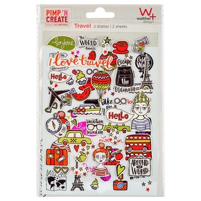 Self adhesive stickers travel 1sheet of 3D stickers 1sheet of flat stickers
